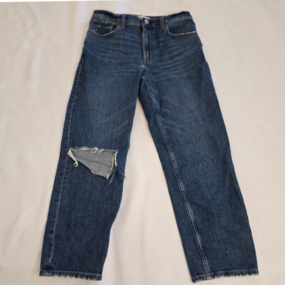 Abercrombie & Fitch‎ The Mom High Rise Jeans Size 27 4s Ripped  Distressed Denim